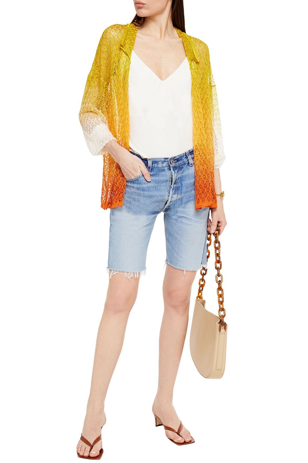 MISSONI Oversized dégradé crochet-knit cardigan