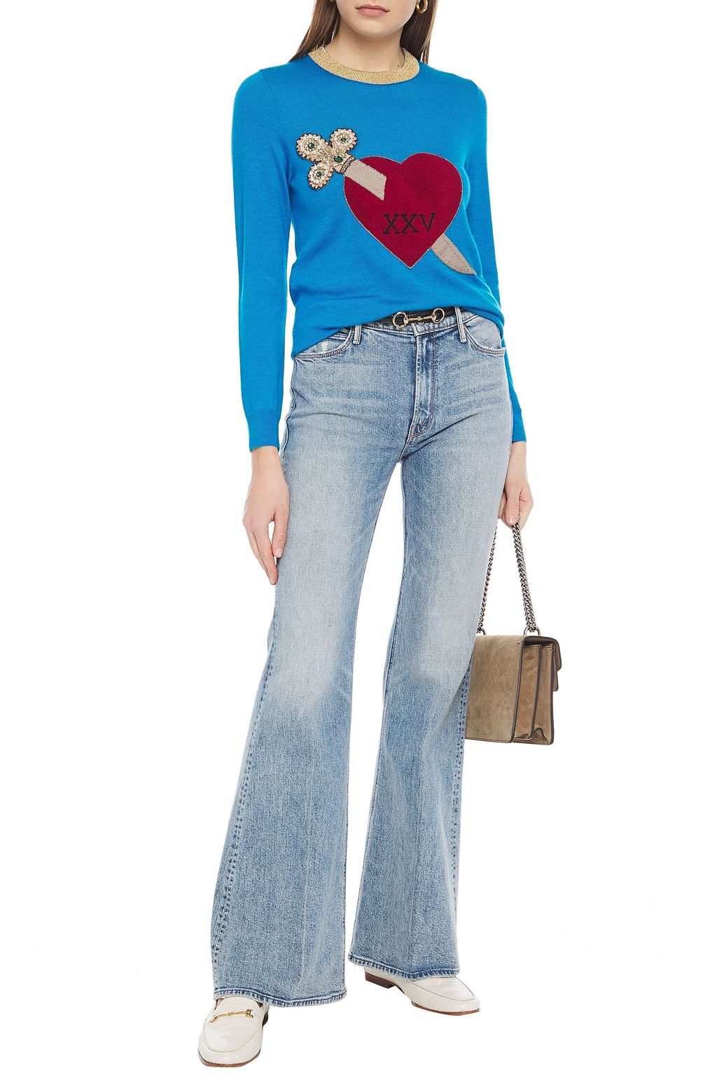 GUCCI メタリックトリム 装飾付き カシミヤ&シルク混 セーター