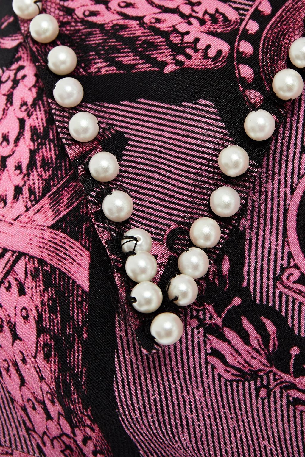 GUCCI Embellished printed silk crepe de chine blouse