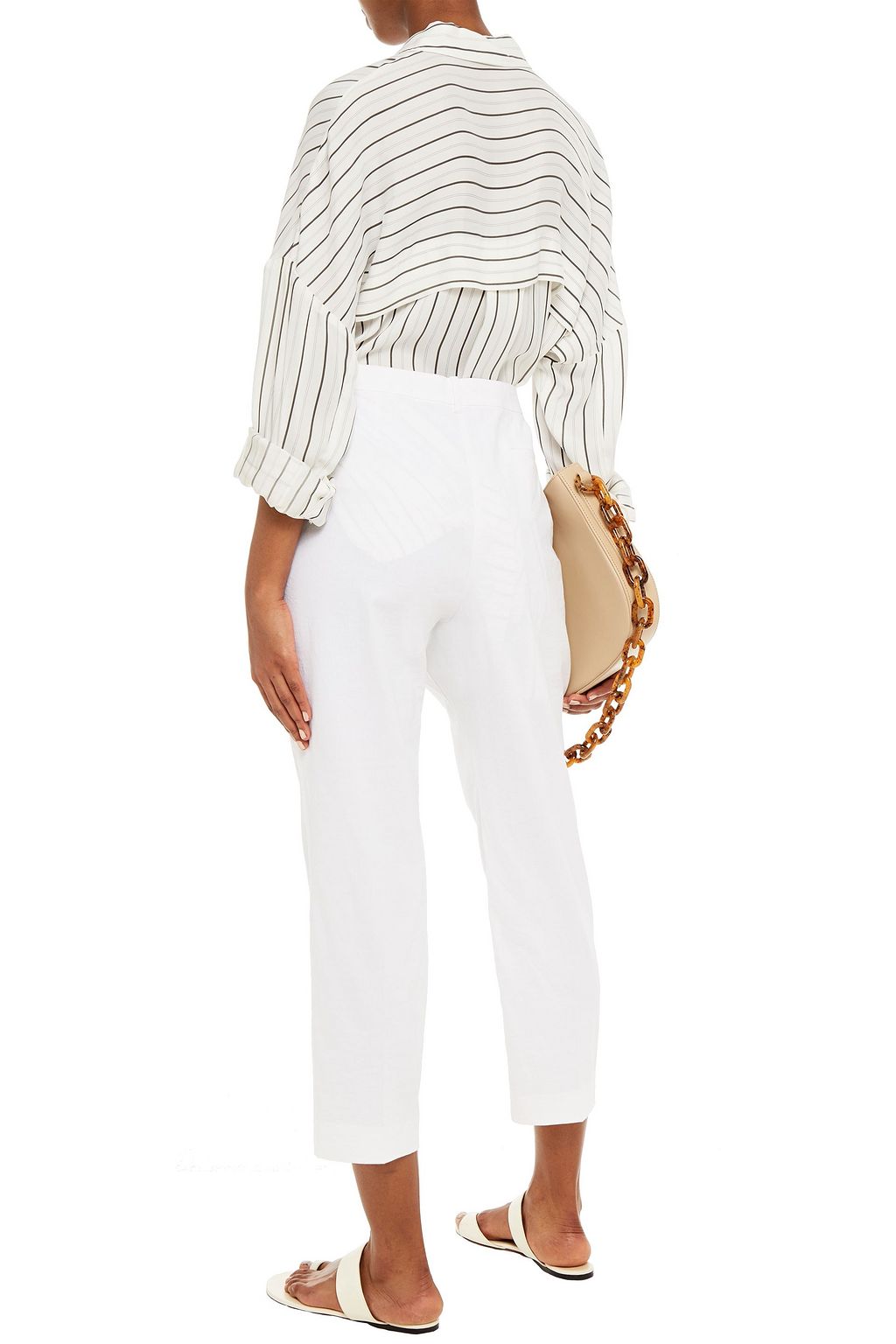 THEORY Cropped linen-blend tapered pants