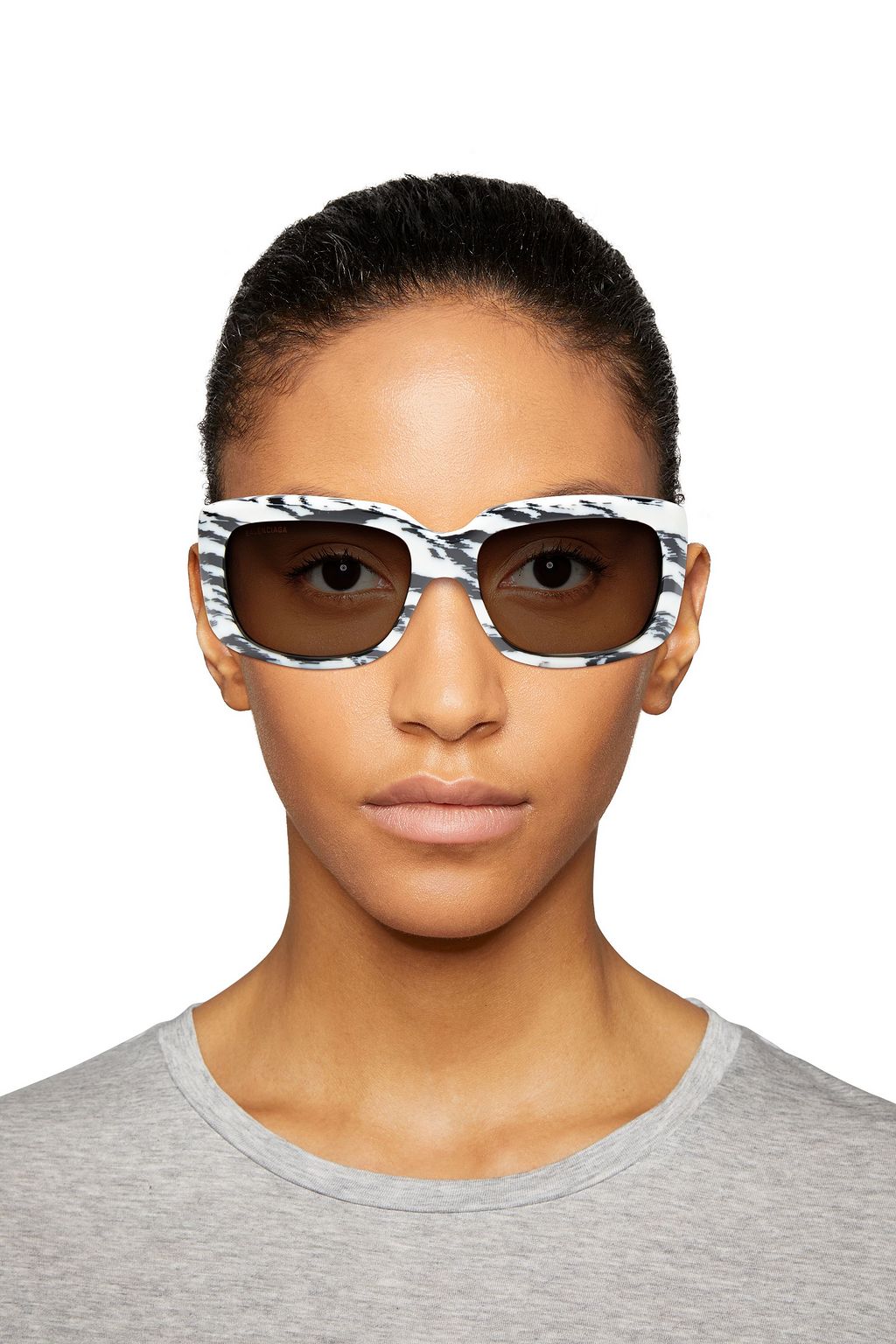 BALENCIAGA Square-frame two-tone acetate sunglasses