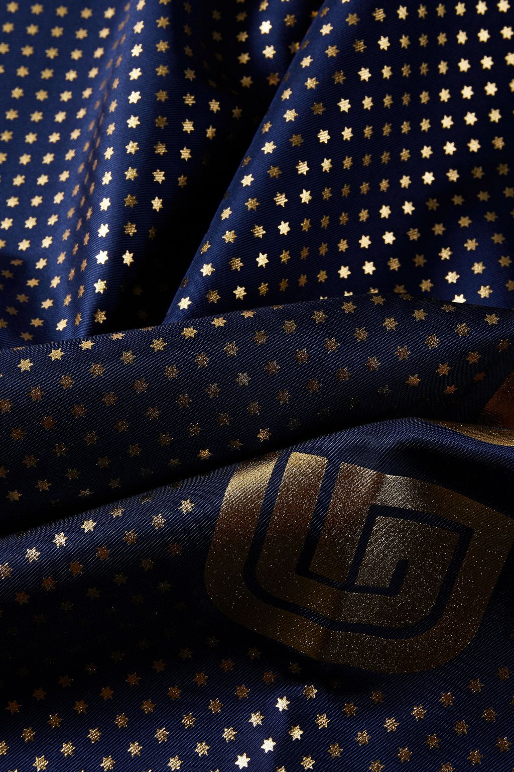 GUCCI Metallic printed silk-twill scarf