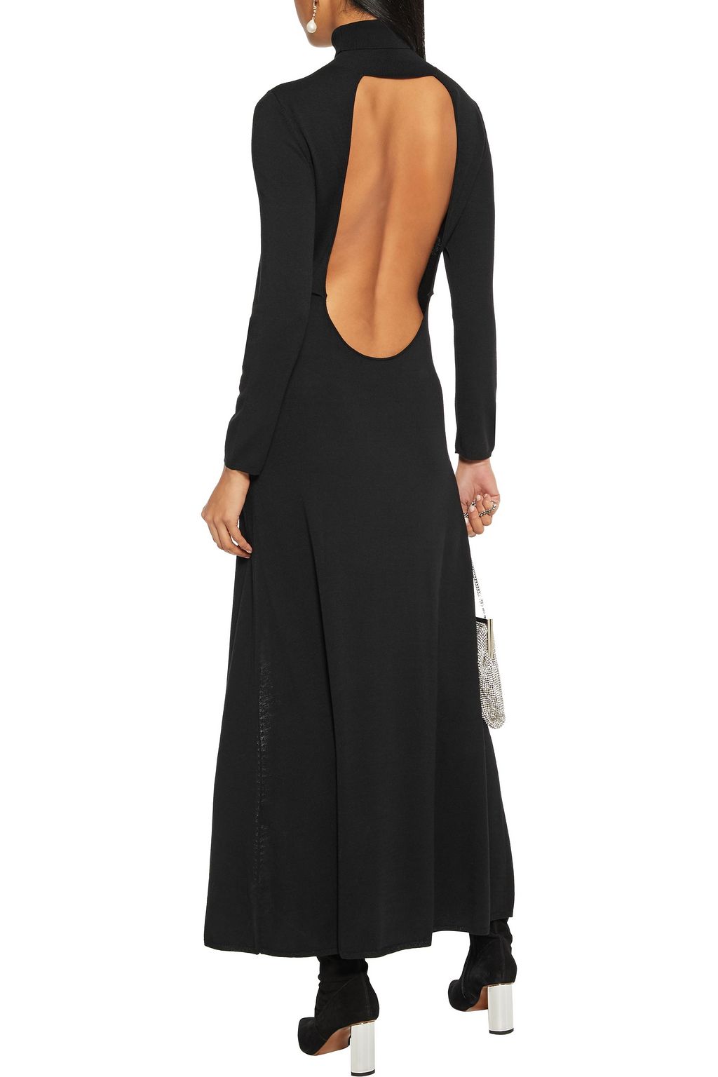 RIXO Antonia open-back embellished stretch-knit turtleneck maxi dress