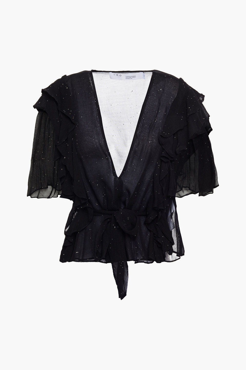 Iro Woman Lonila Ruffled Glitter-embellished Georgette Blouse Black Size 34