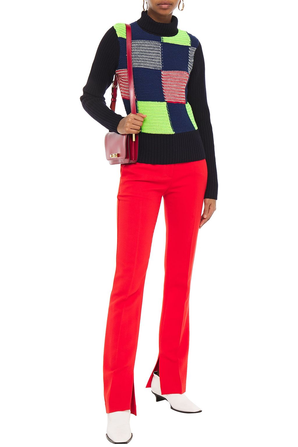 VICTORIA BECKHAM Intarsia-knit wool turtleneck sweater