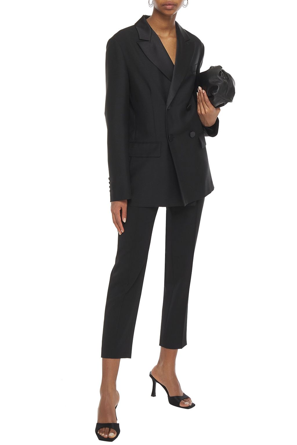 LANVIN Double-breasted satin-trimmed mohair and wool-blend blazer