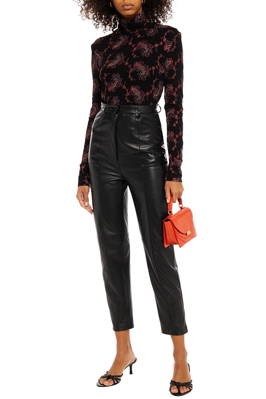 RABANNE Embroidered stretch-jersey turtleneck top