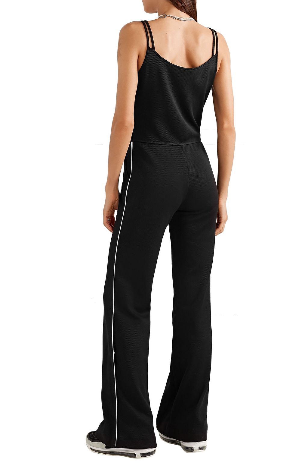 TWENTY MONTRÉAL Olympic satin-trimmed cotton-blend mesh jumpsuit