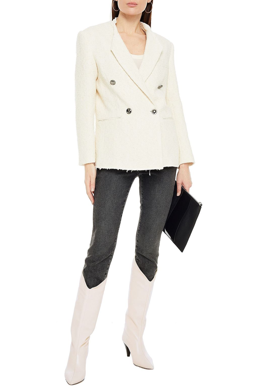 IRO Ikaria double-breasted cotton-blend bouclé-tweed blazer