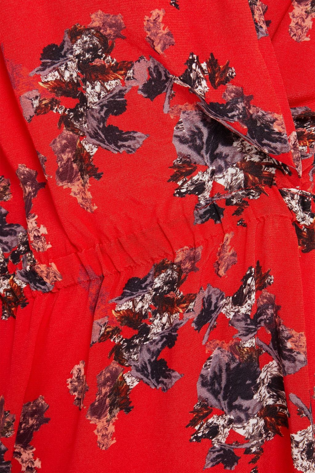 IRO Posti floral-print crepe de chine peplum blouse