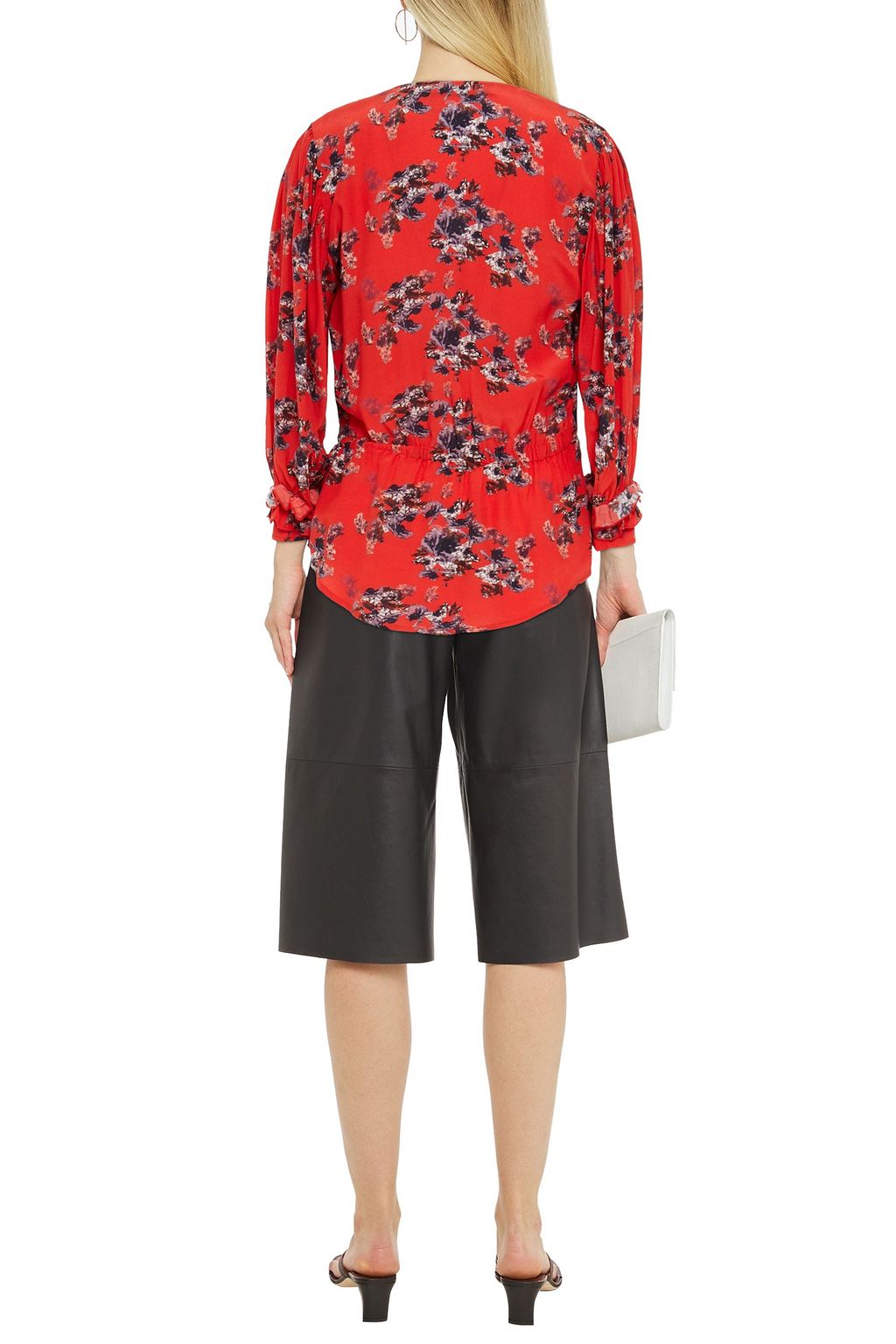 IRO Posti floral-print crepe de chine peplum blouse