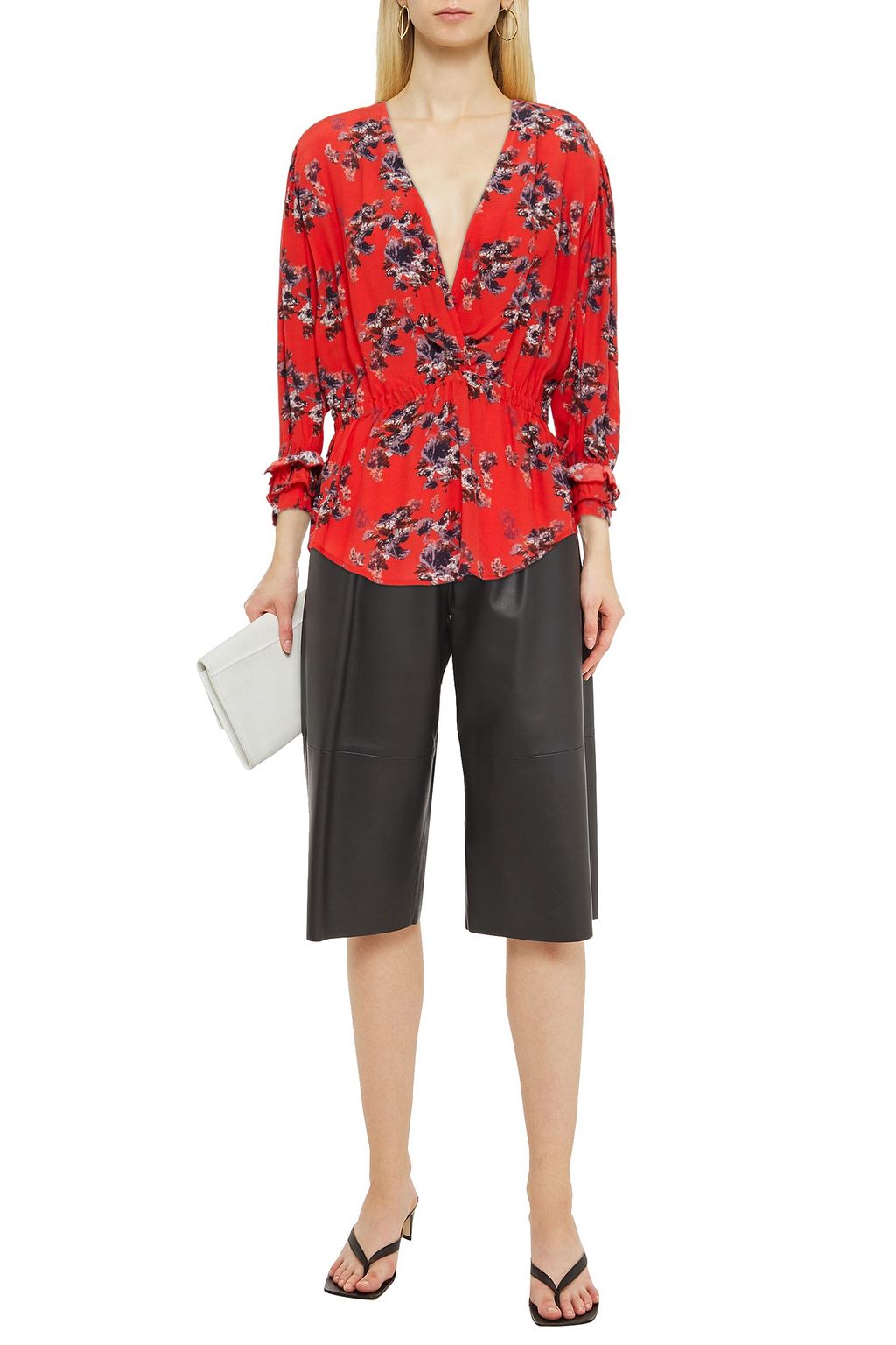 IRO Posti floral-print crepe de chine peplum blouse