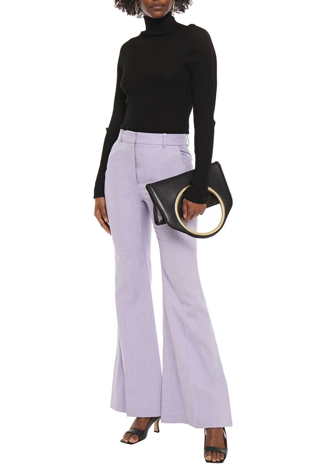 VICTORIA BECKHAM Lattice-trimmed ribbed cotton turtleneck sweater