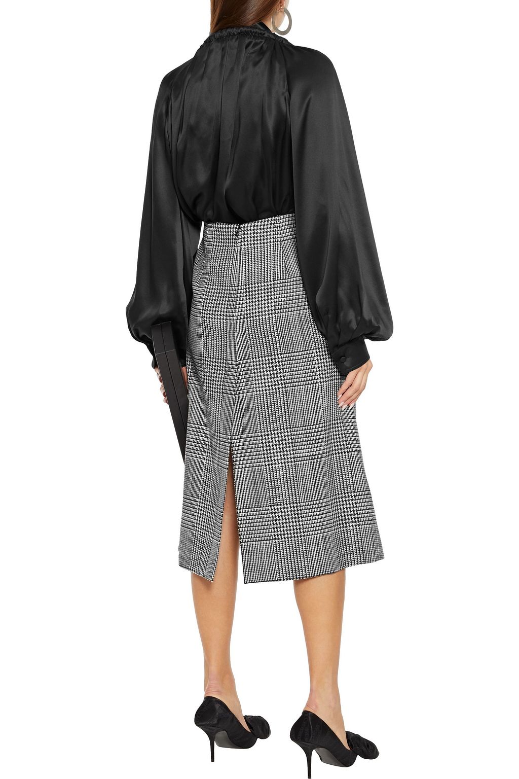 BALENCIAGA Ring-embellished gathered silk-satin blouse