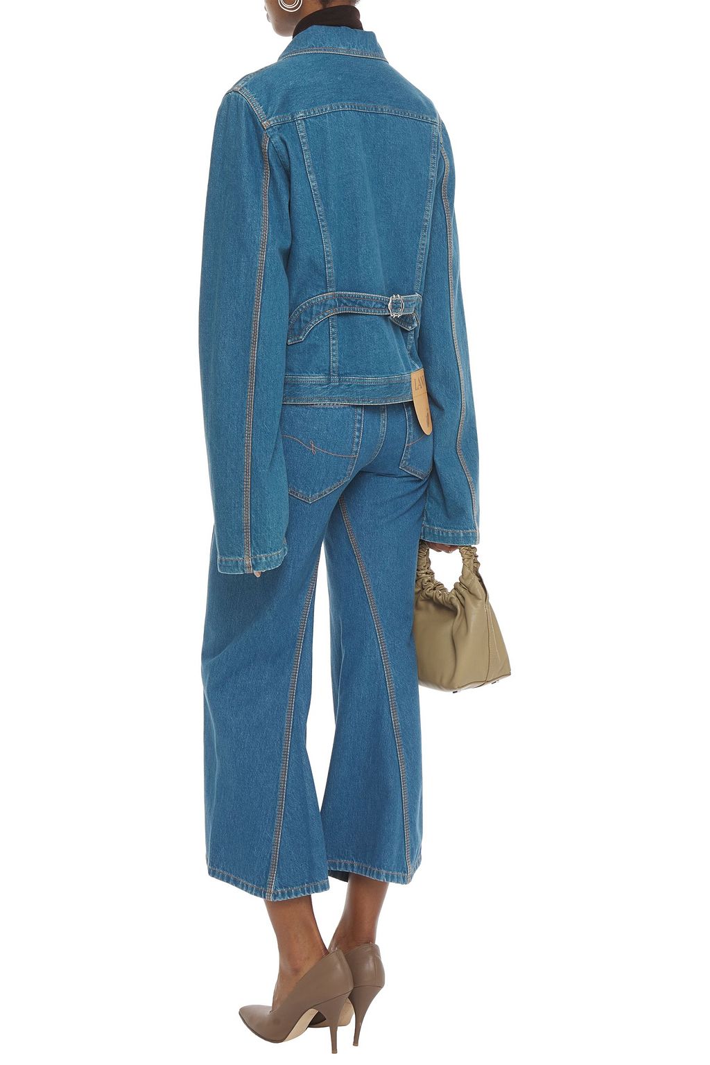 LANVIN Leather-trimmed denim jacket