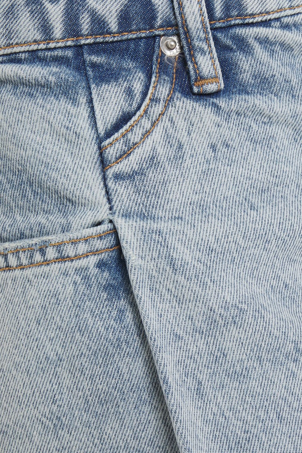 ALEXANDER WANG Pleated acid-wash denim mini skirt