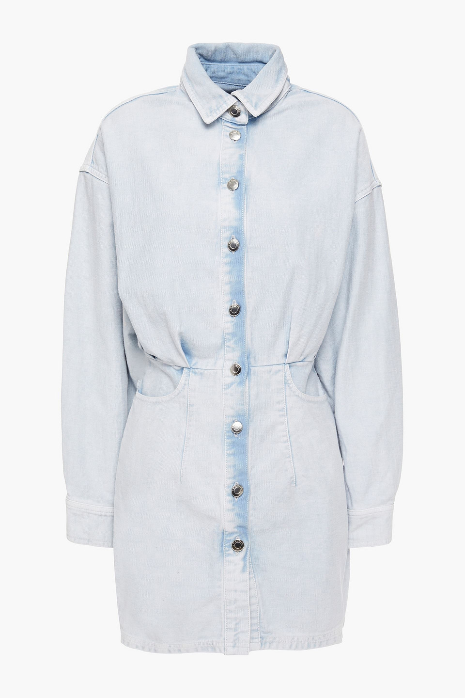 iro - raffa bleached denim mini shirt dress - blue - fr 40