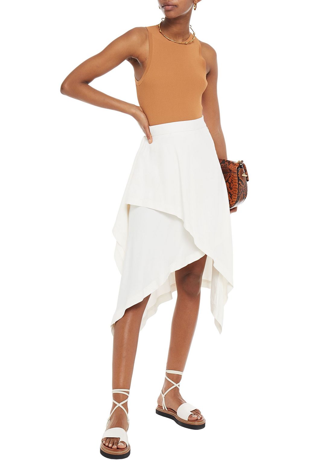 JW ANDERSON Asymmetric draped jersey midi skirt