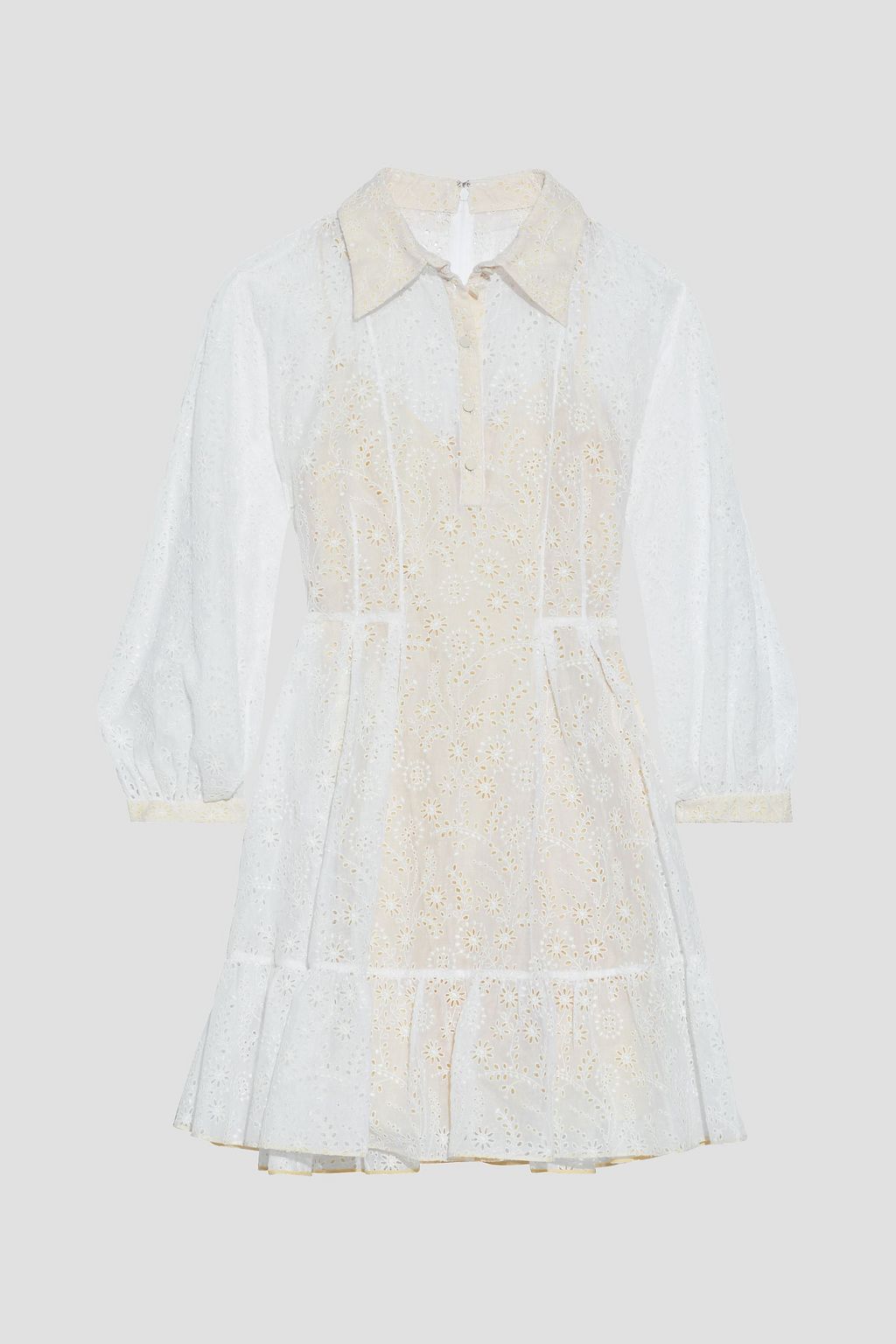 White Ruffled broderie anglaise cotton mini dress | VALENTINO | THE OUTNET