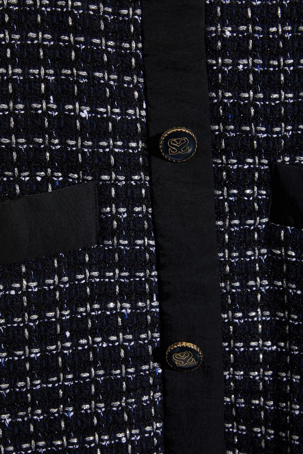 SANDRO Tessa twill-trimmed metallic bouclé-tweed jacket
