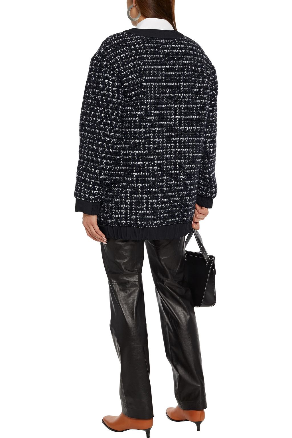 SANDRO Tessa twill-trimmed metallic bouclé-tweed jacket
