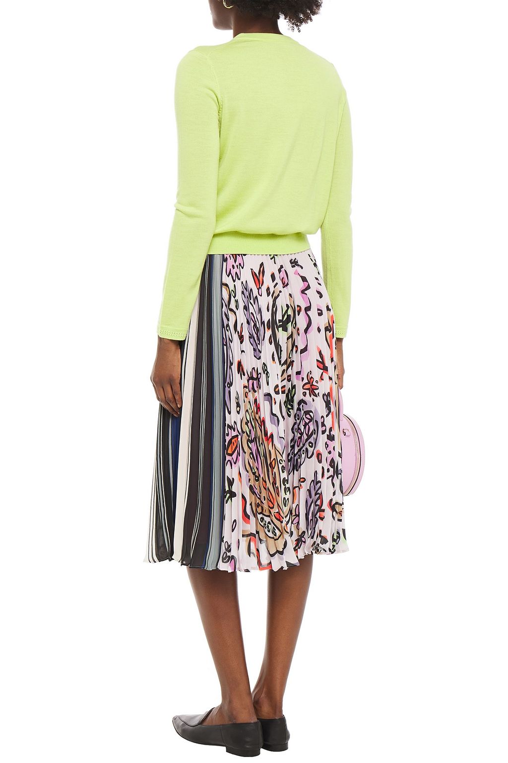 PAUL SMITH Printed plissé crepe de chine skirt