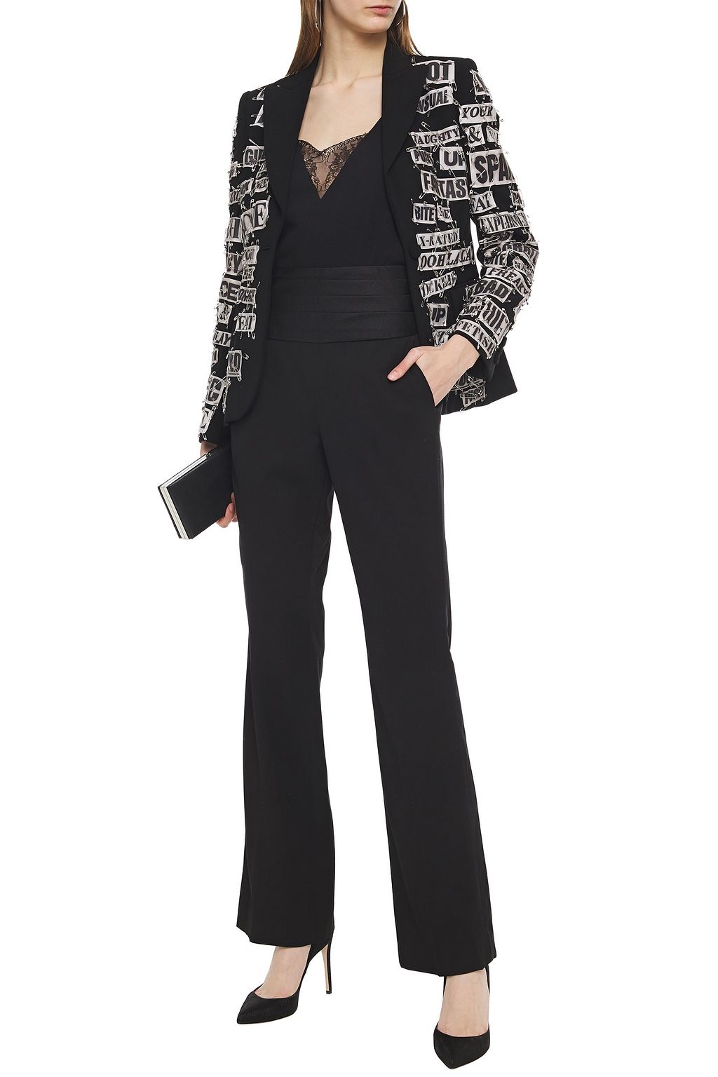 MOSCHINO Embellished crepe blazer