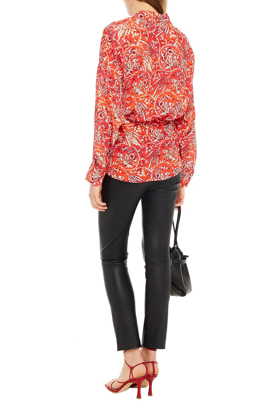 IRO Jacto gathered printed crepe shirt