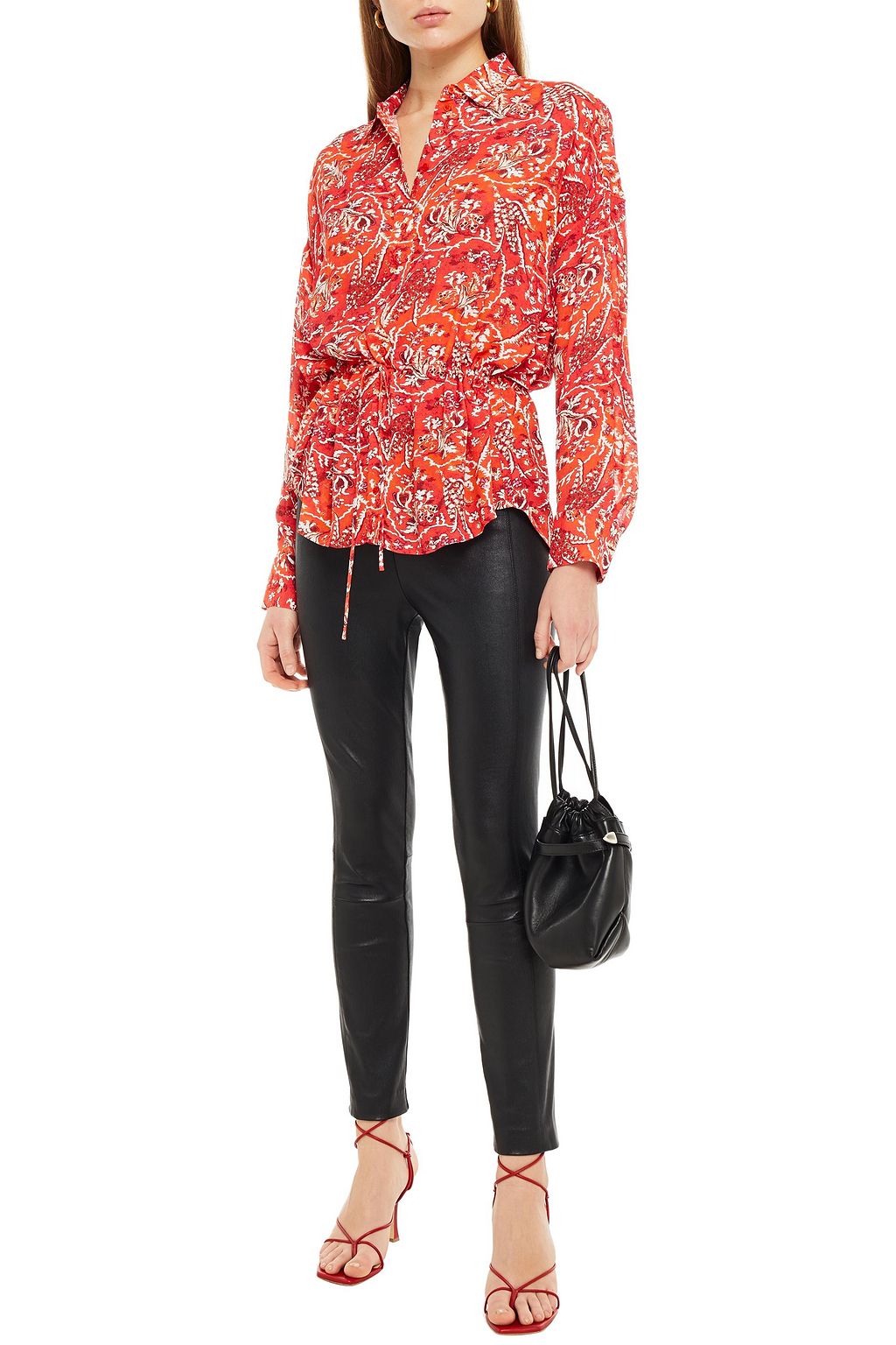 IRO Jacto gathered printed crepe shirt