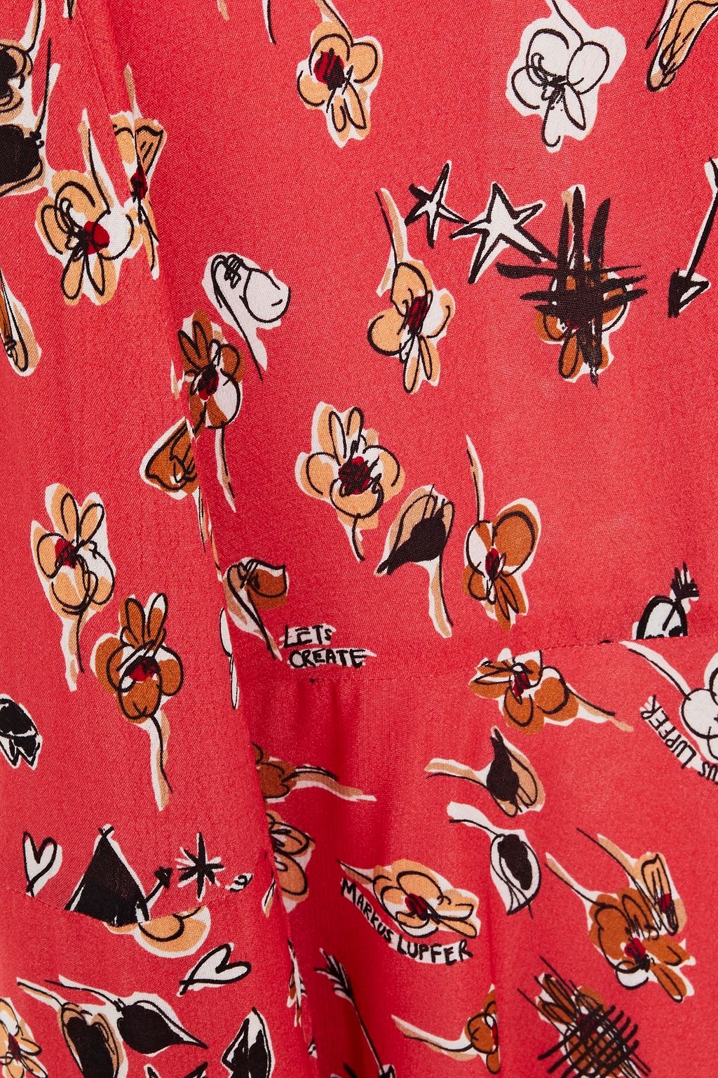 MARKUS LUPFER Caroline asymmetric printed crepe midi wrap skirt
