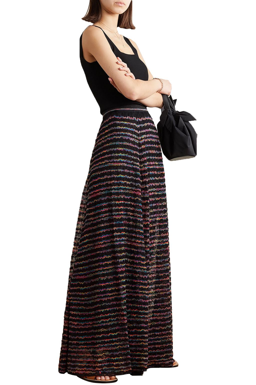 MISSONI Striped crochet-knit maxi skirt