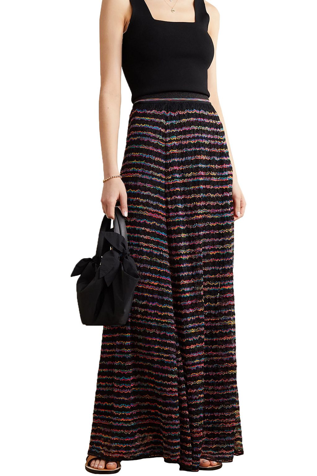 MISSONI Striped crochet-knit maxi skirt