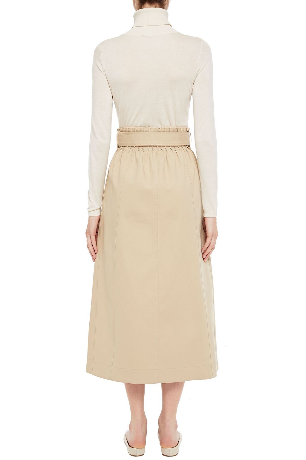 GABRIELA HEARST Leonid belted cotton-gabardine and flannel midi wrap skirt