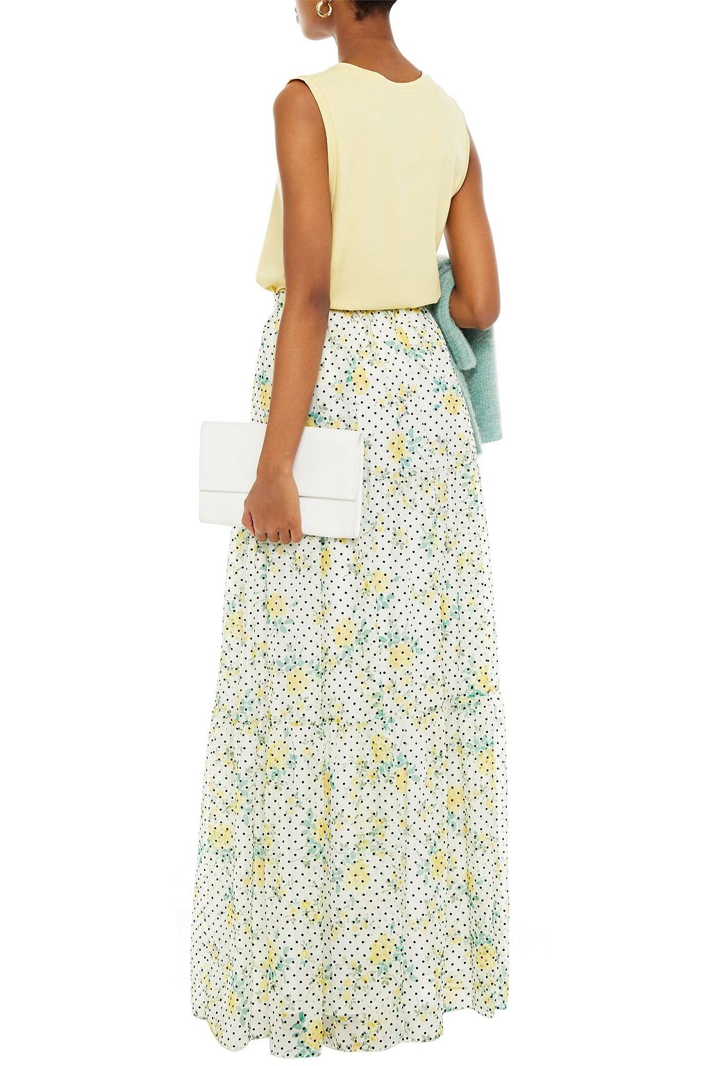 PHILOSOPHY DI LORENZO SERAFINI Tiered flocked floral-print chiffon maxi skirt