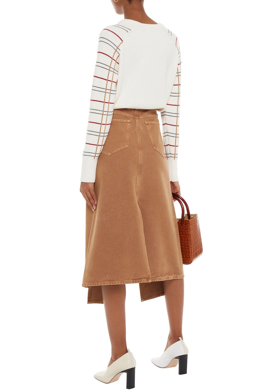 LANVIN Midirock aus Baumwoll-Canvas mit Schlitz vorne