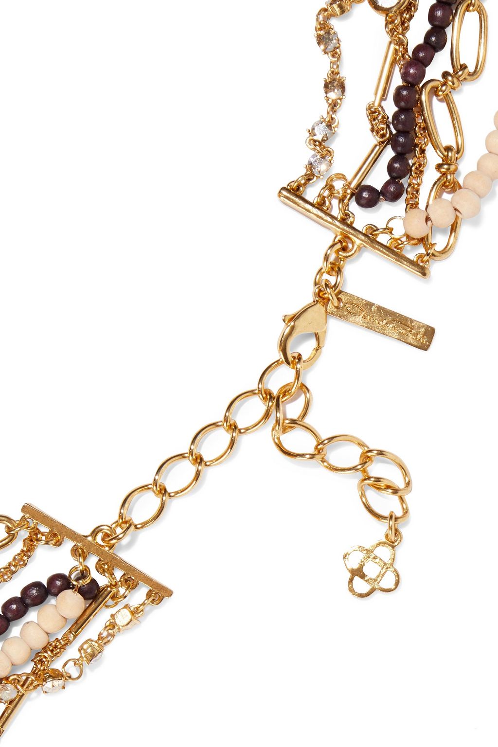 OSCAR DE LA RENTA Gold-tone, quartz, crystal and bead necklace