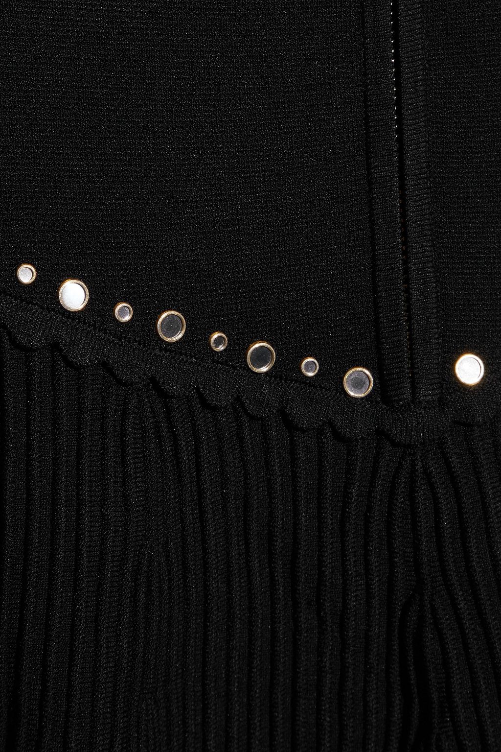 SANDRO Oria paneled embellished ribbed-knit mini skirt