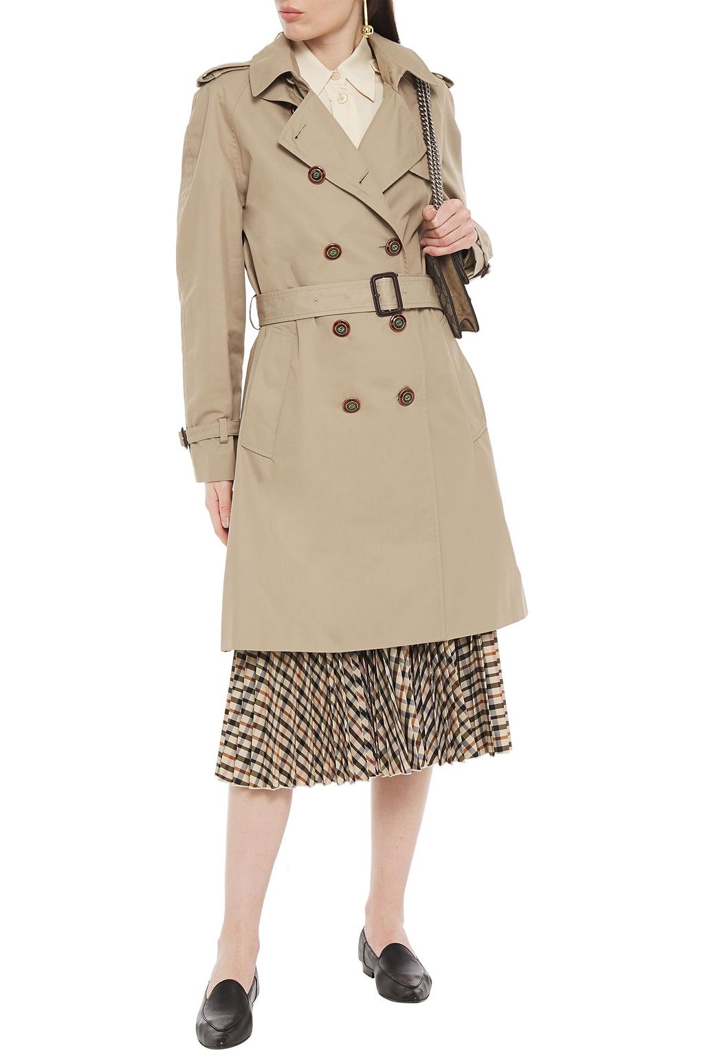 GUCCI Paneled printed cotton-blend gabardine trench coat