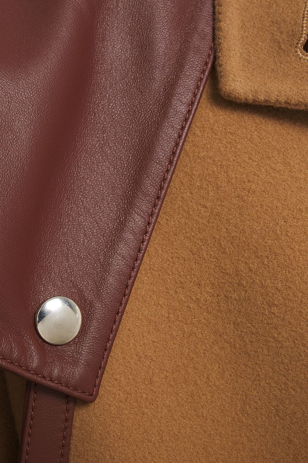 LANVIN Leather-paneled wool and cashmere-blend coat