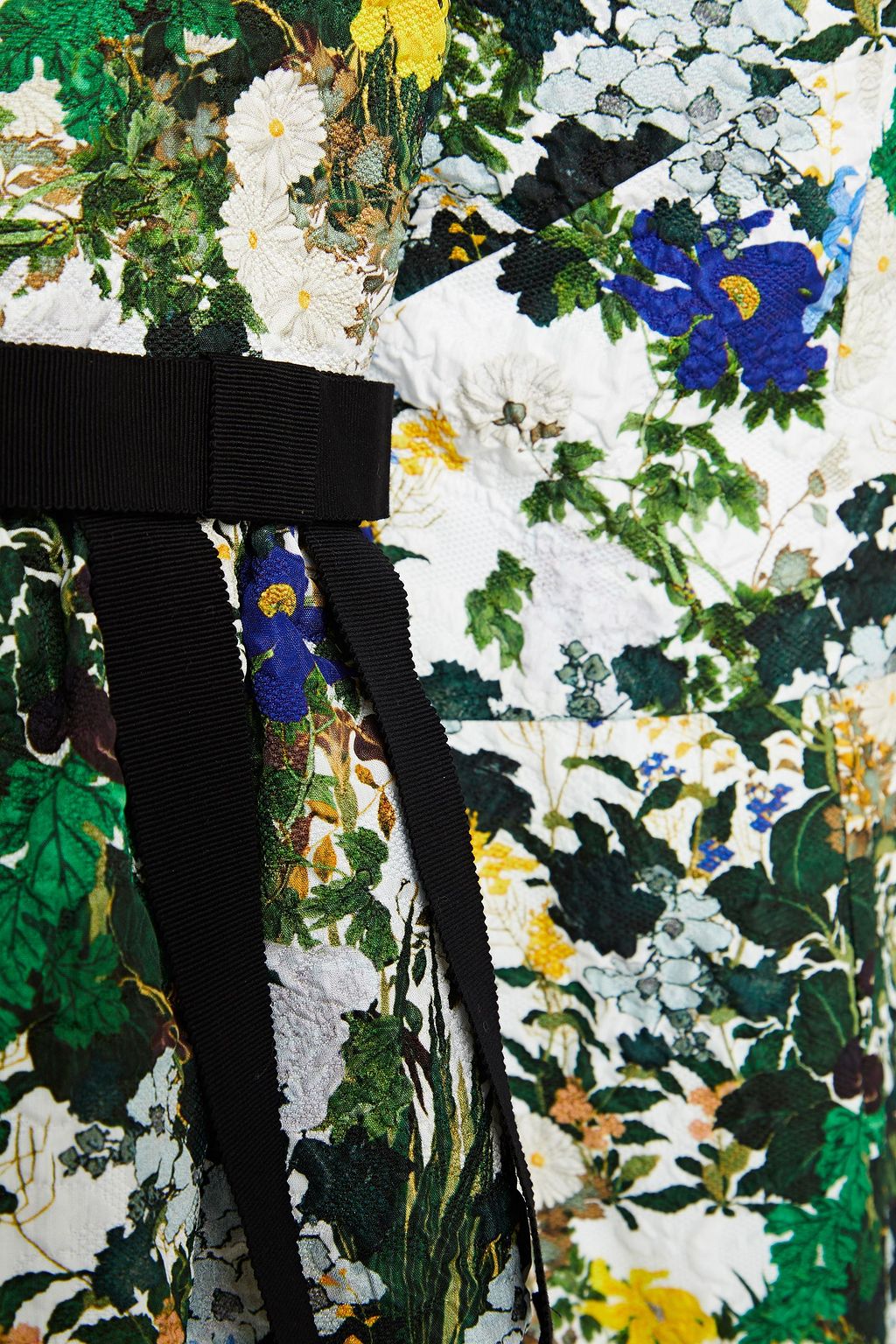 ERDEM Alexandra bow-embellished floral-print cloqué midi dress