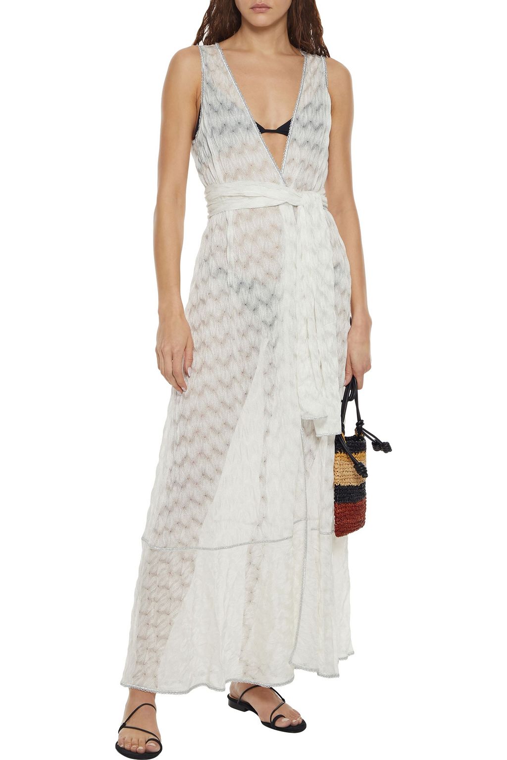 MISSONI MARE Belted crochet-knit maxi dress