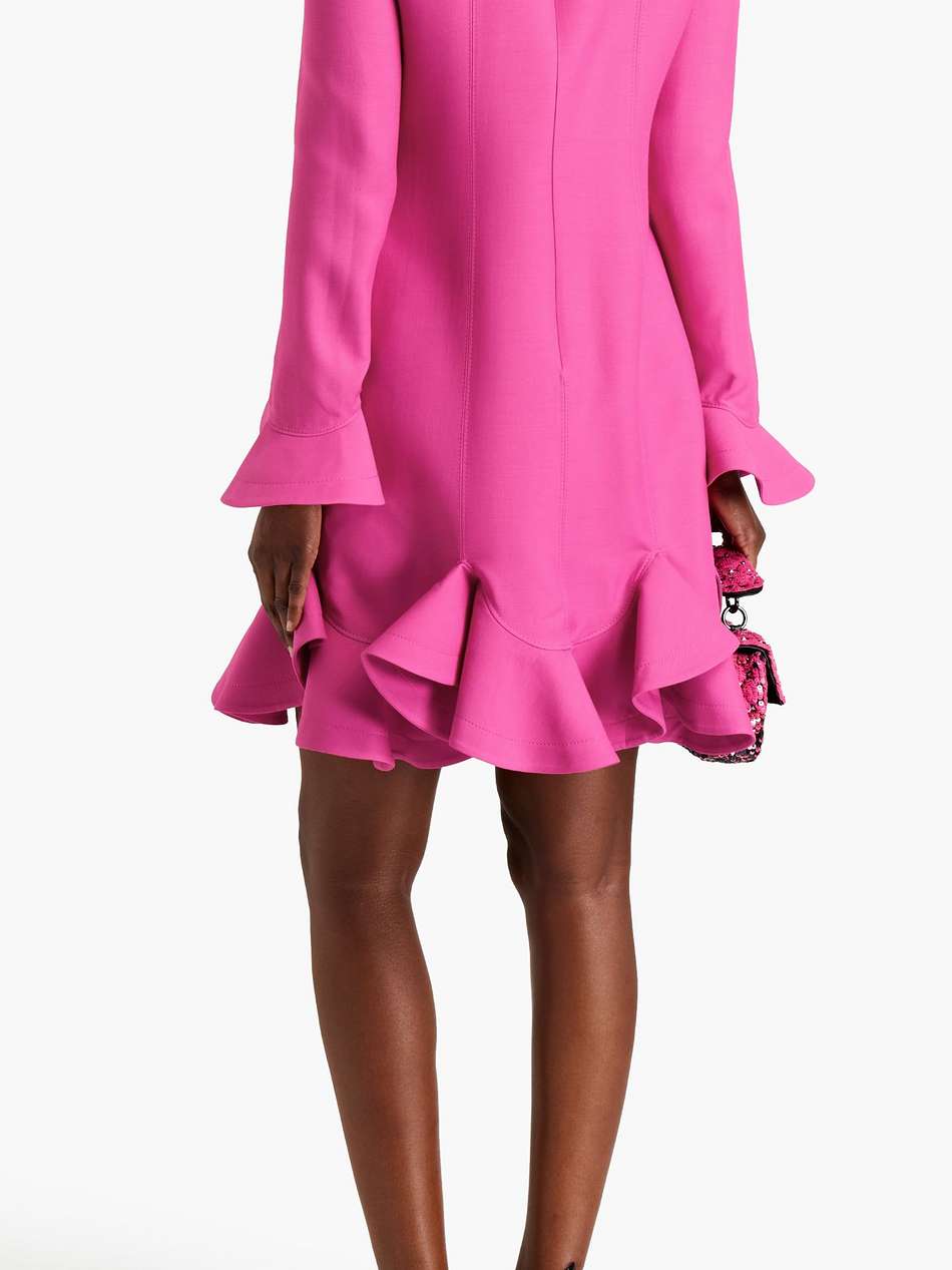 ruffled wool and silk-blend crepe dress