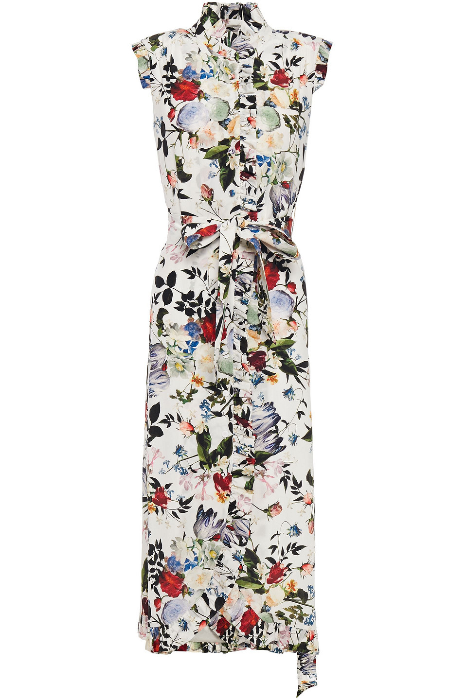 Erdem Woman Sebla Ruffle-trimmed Floral-print Silk-crepe Midi Dress White Size 10