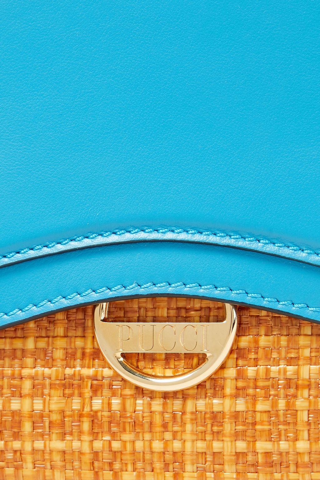PUCCI Dora mini printed leather and faux raffia shoulder bag