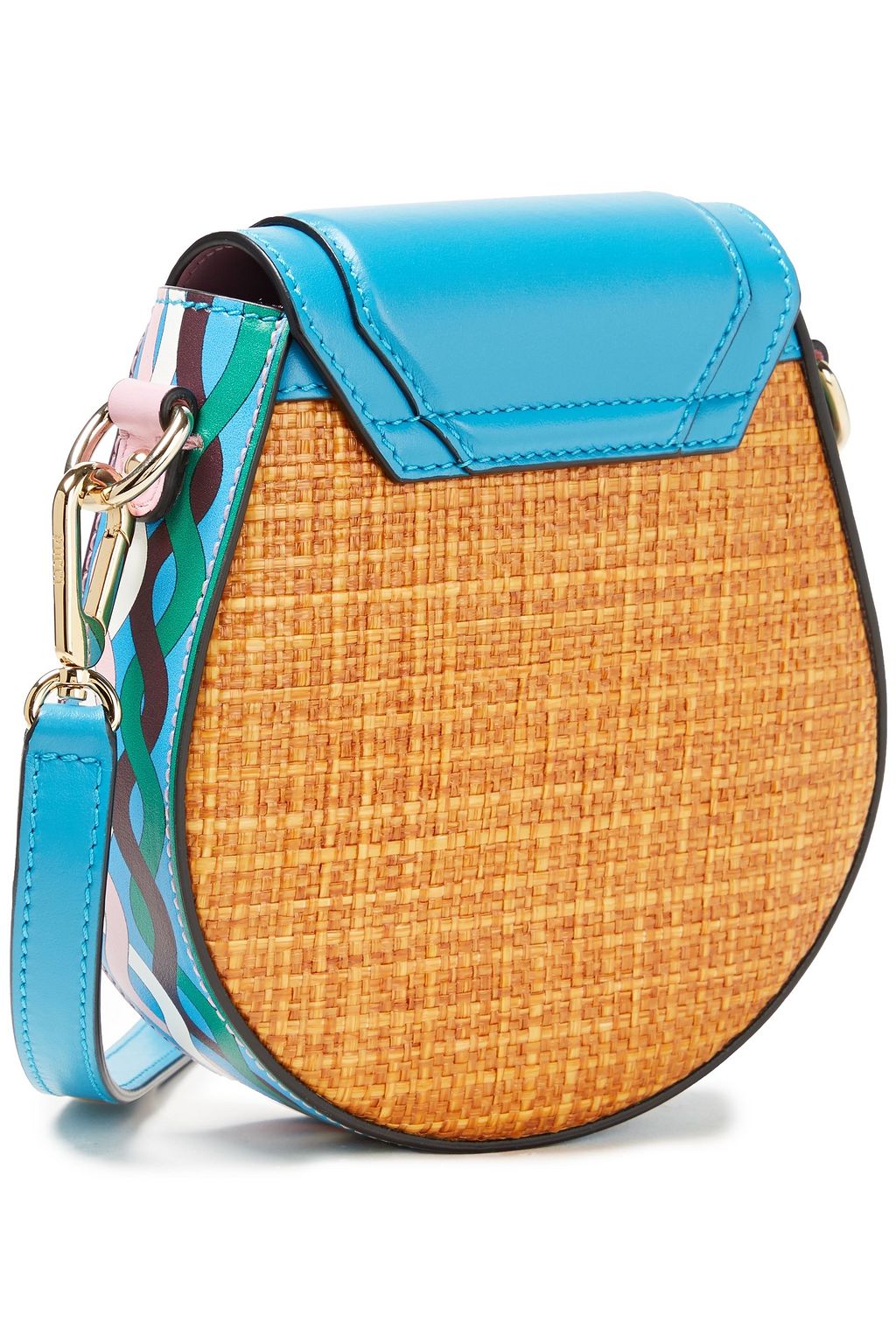 PUCCI Dora mini printed leather and faux raffia shoulder bag