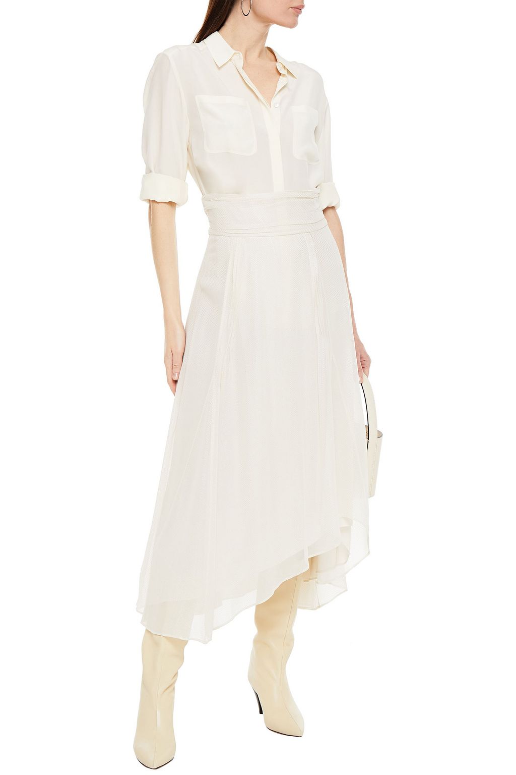 IRO Greoux pleated metallic polka-dot georgette midi skirt