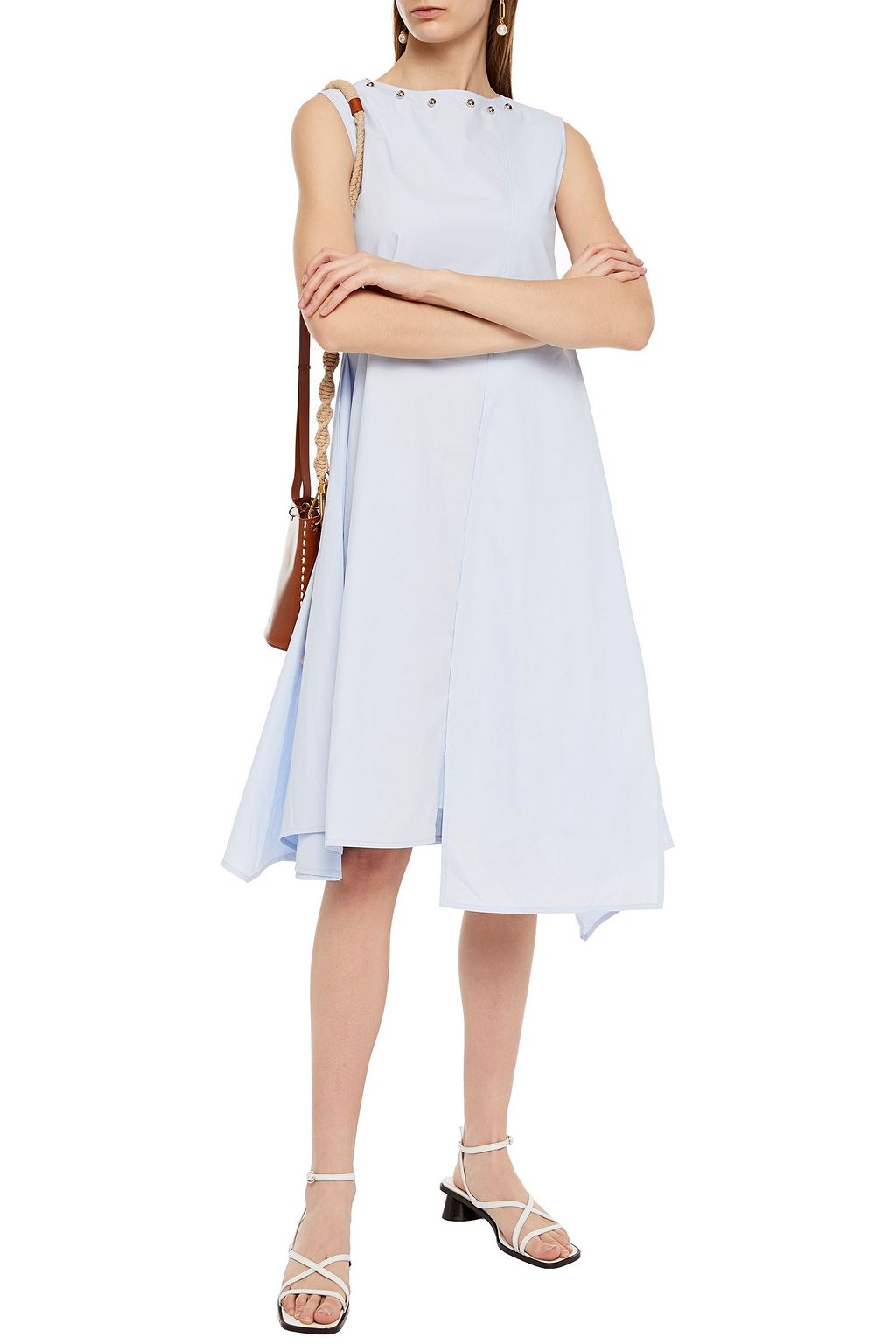 JW ANDERSON Asymmetric studded cotton-poplin dress