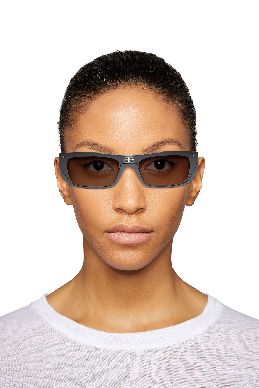 BALENCIAGA Embellished rectangle-frame acetate sunglasses