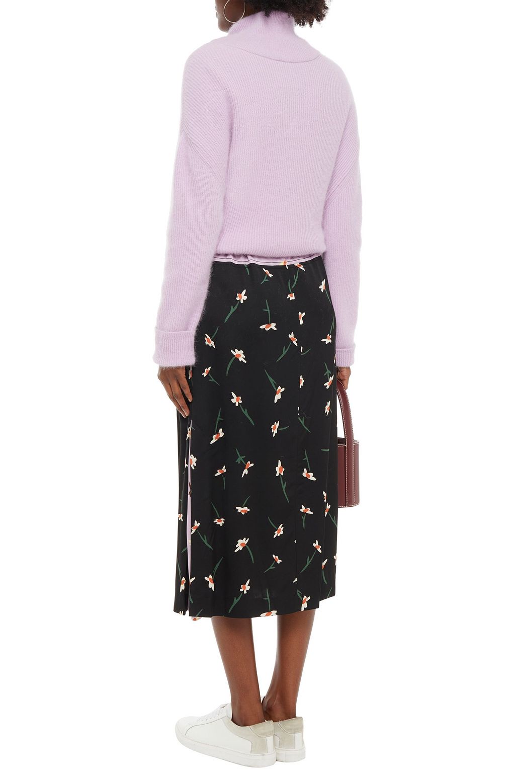 PAUL SMITH Paneled floral-print sateen midi skirt