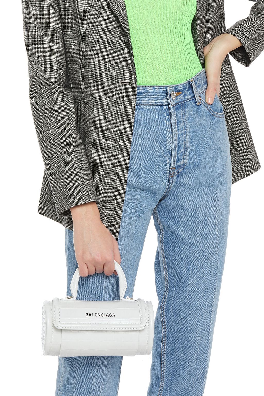BALENCIAGA Croc-effect leather shoulder bag